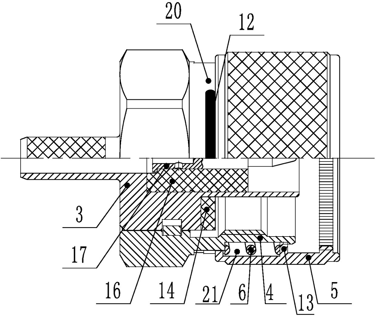 Anti-rotation threaded radio-frequency coaxial connector and circumferential anti-rotation mechanism