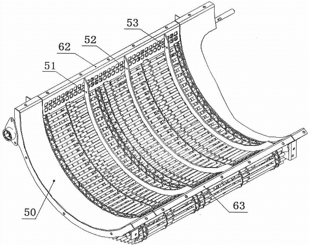 Half-feed combine harvester threshing separation device with rotary concave screen