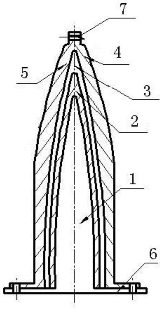 Forming process for V-shaped composite material part with thickened bottom of training plane