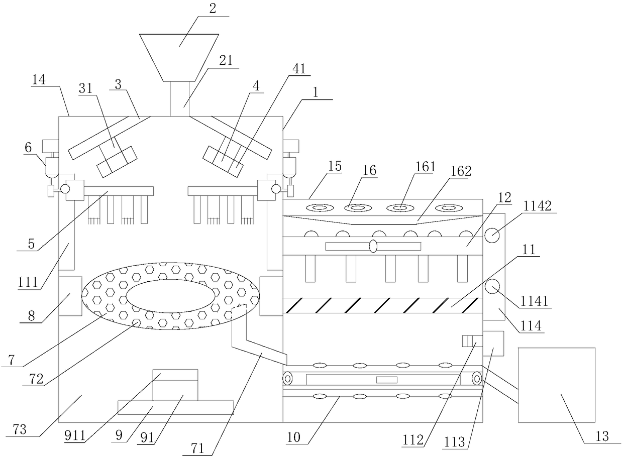 Capsule dedusting and drying integrated machine