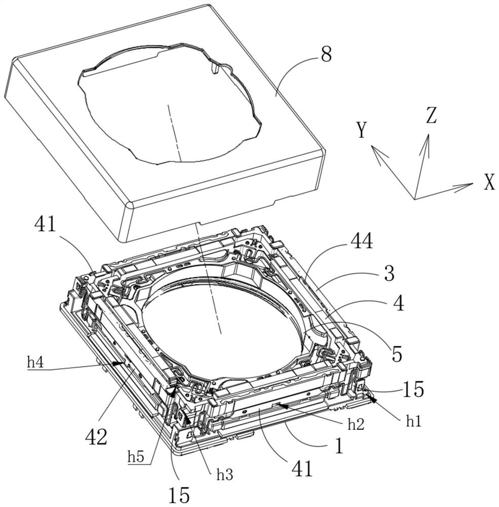 Double-support elastic sheet type anti-shake system, lens driving device and camera shooting equipment