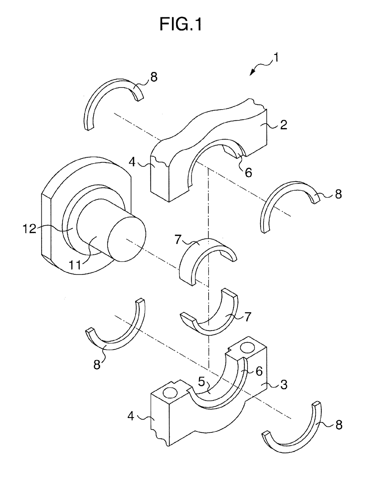 Half thrust bearing and bearing device for crankshaft of internal combustion engine