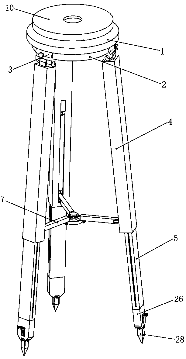 Mechanical supporting device for civil engineering surveying and mapping