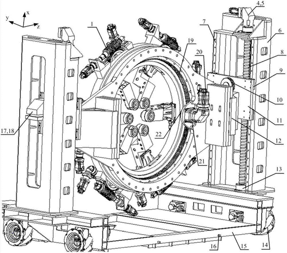 Flexible support and quick state conversion universal device for missile part section