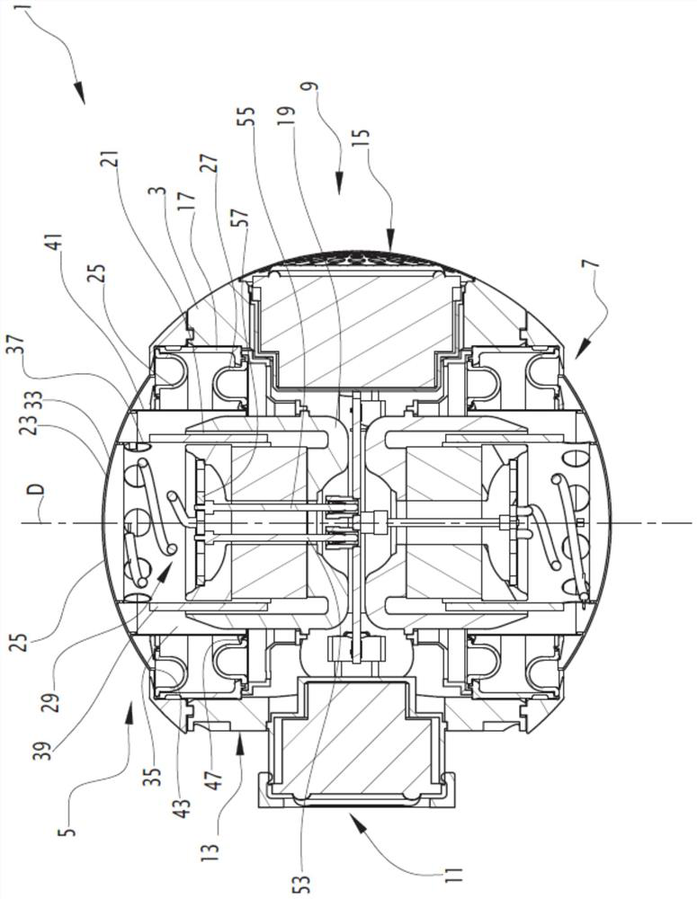 Electrodynamic loudspeakers including feeder wires inwardly relative to the former