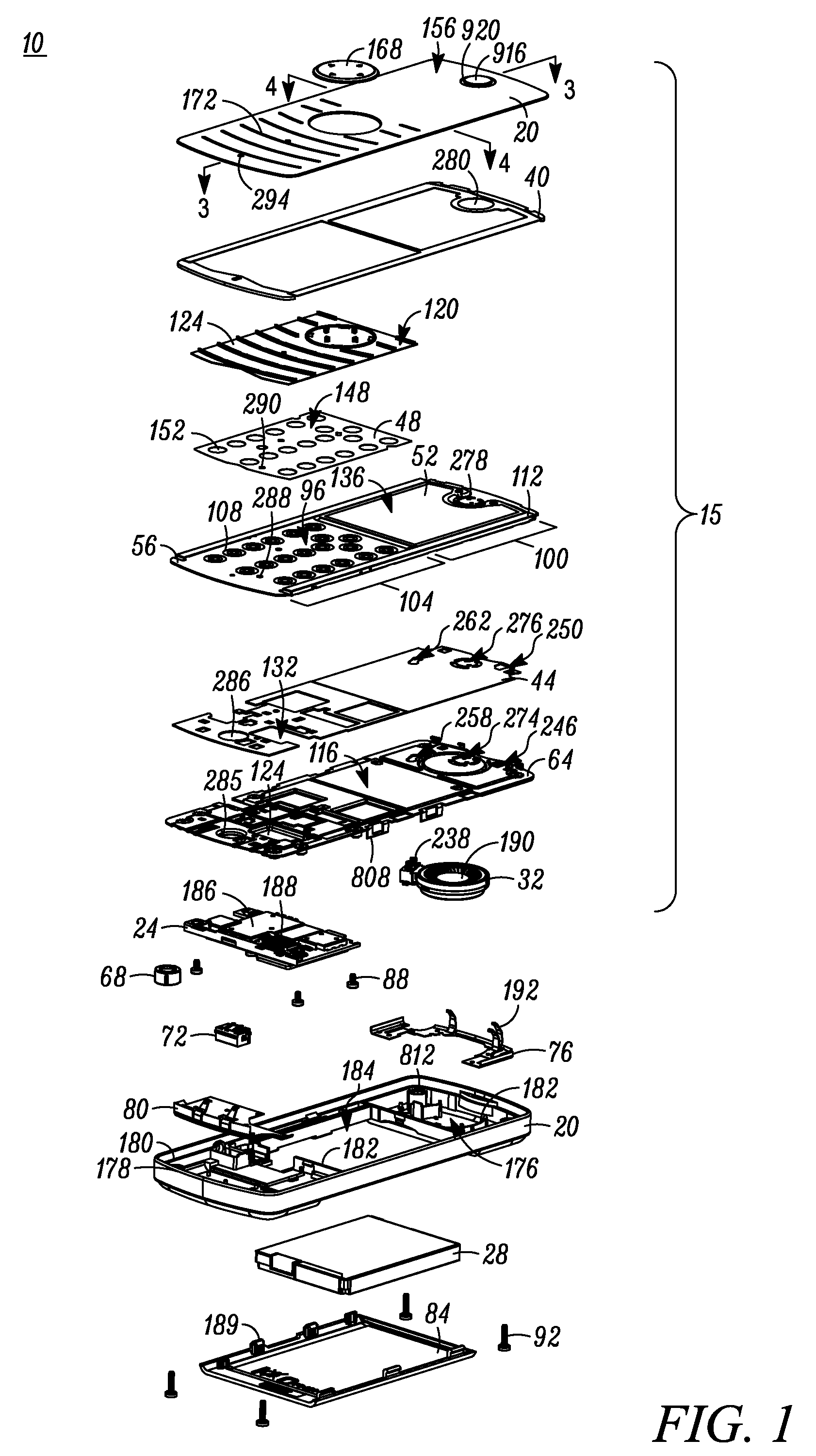 Handset keypad