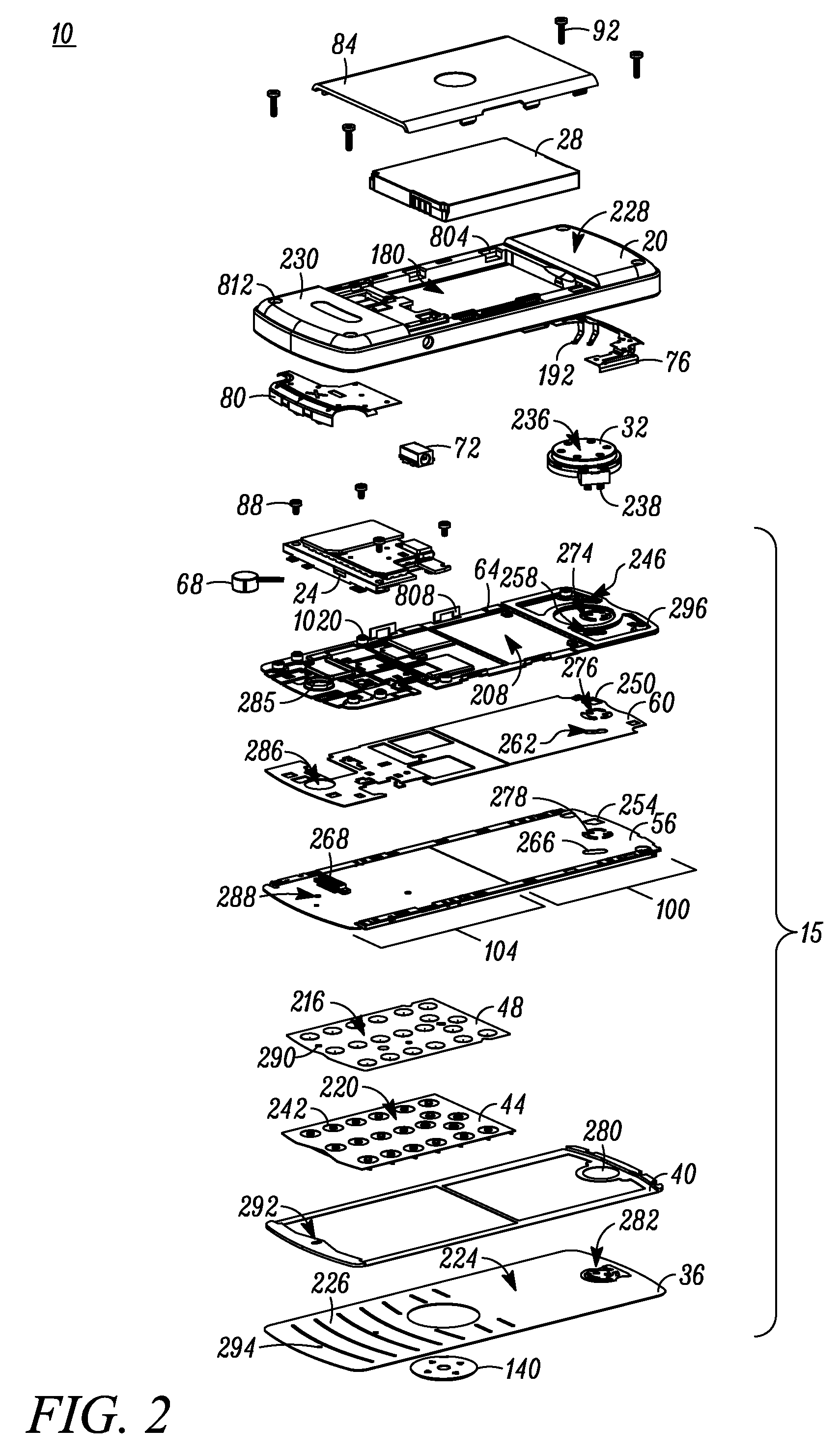 Handset keypad