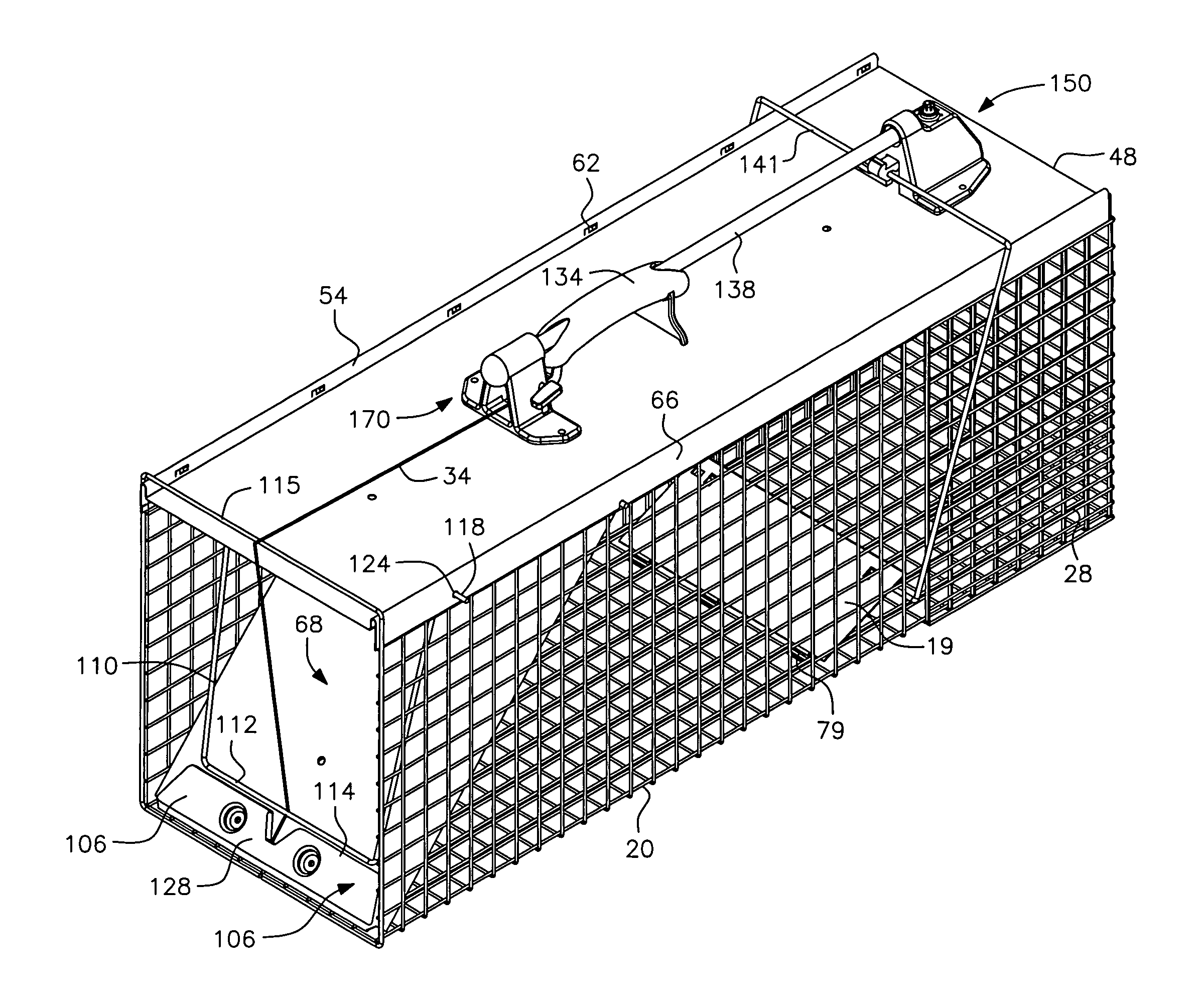 Cage trap with easy set and release mechanism