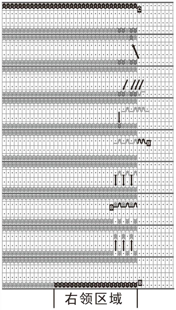 Knitting method for yarn nozzle thread end take-out structure on right shoulder of fully-formed shoulder garment