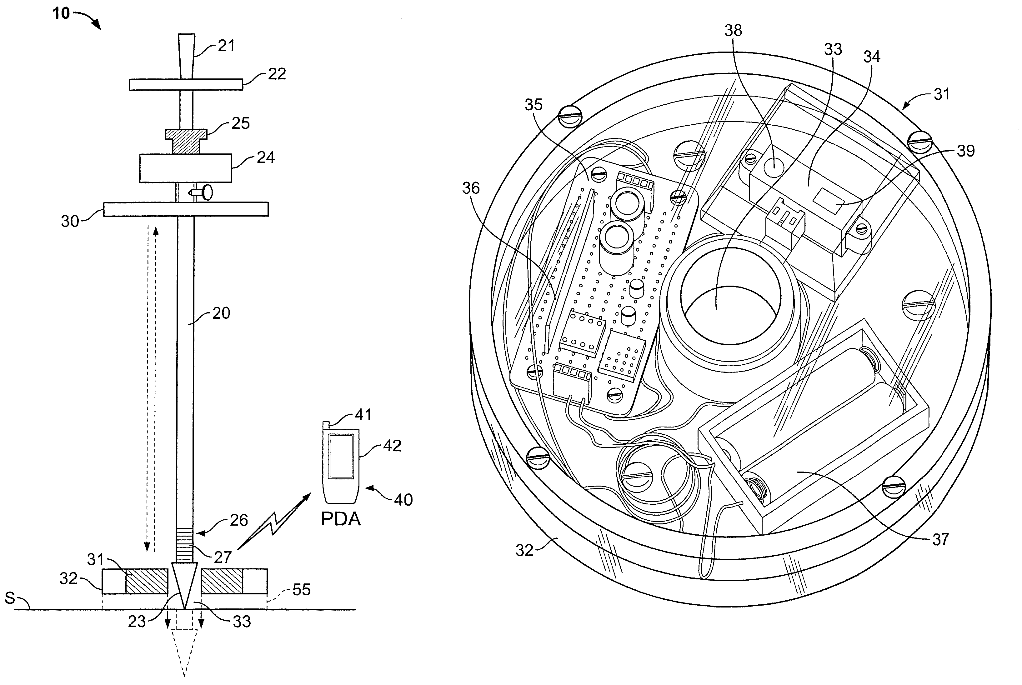 Device and methods for use of a dynamic cone penetrometer for evaluating soil compaction