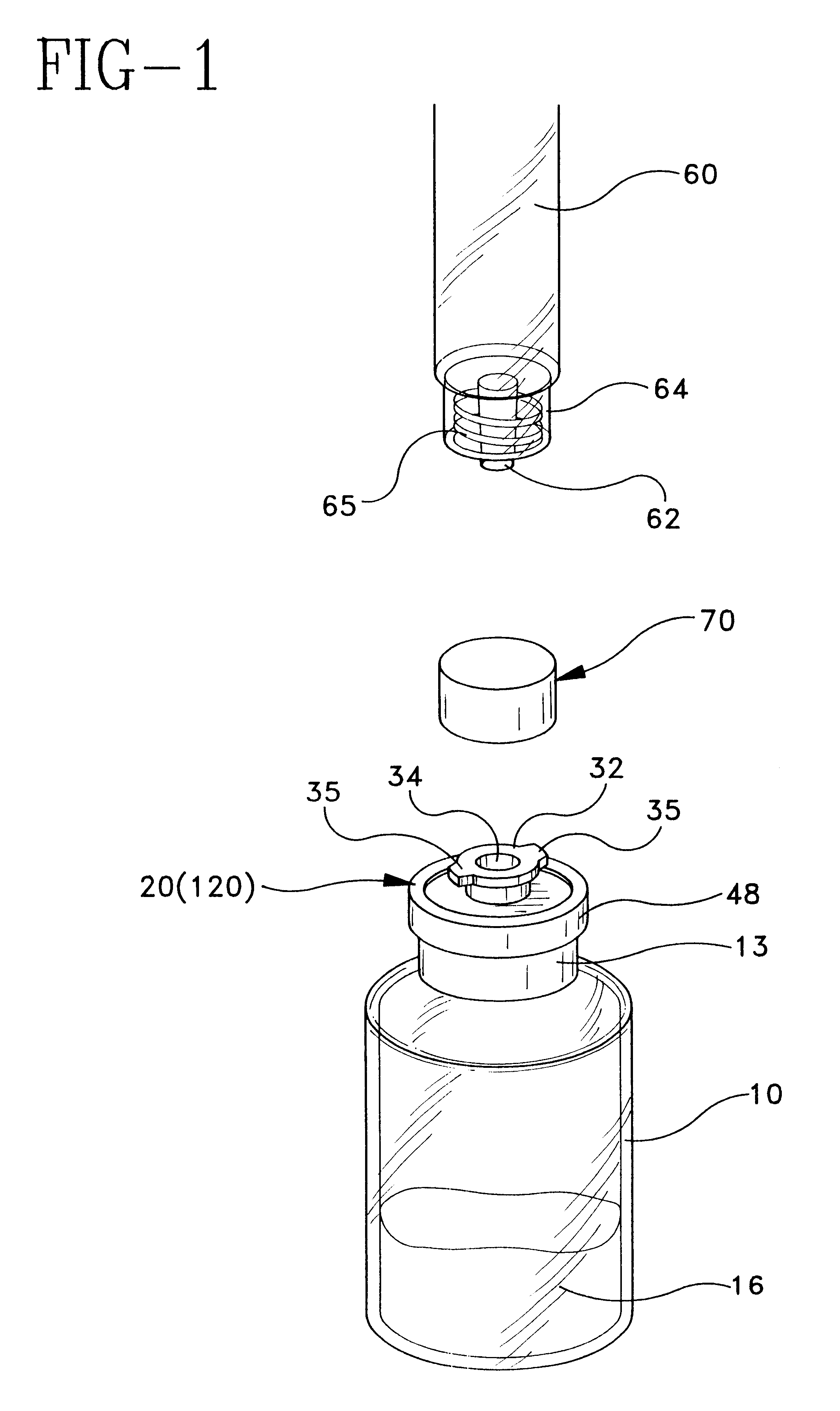 Resealable vial with connector assembly having a membrane and pusher