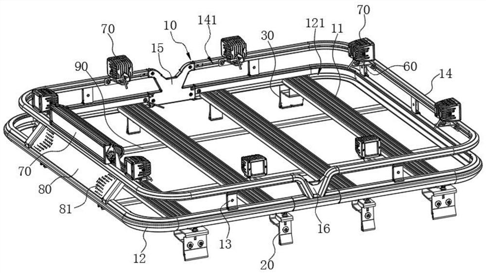 Luggage frame and automobile