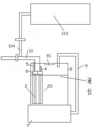 Liquid supply device with buffer limited pipeline section and liquid storage tank