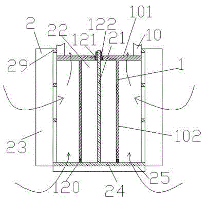 Liquid supply device with buffer limited pipeline section and liquid storage tank