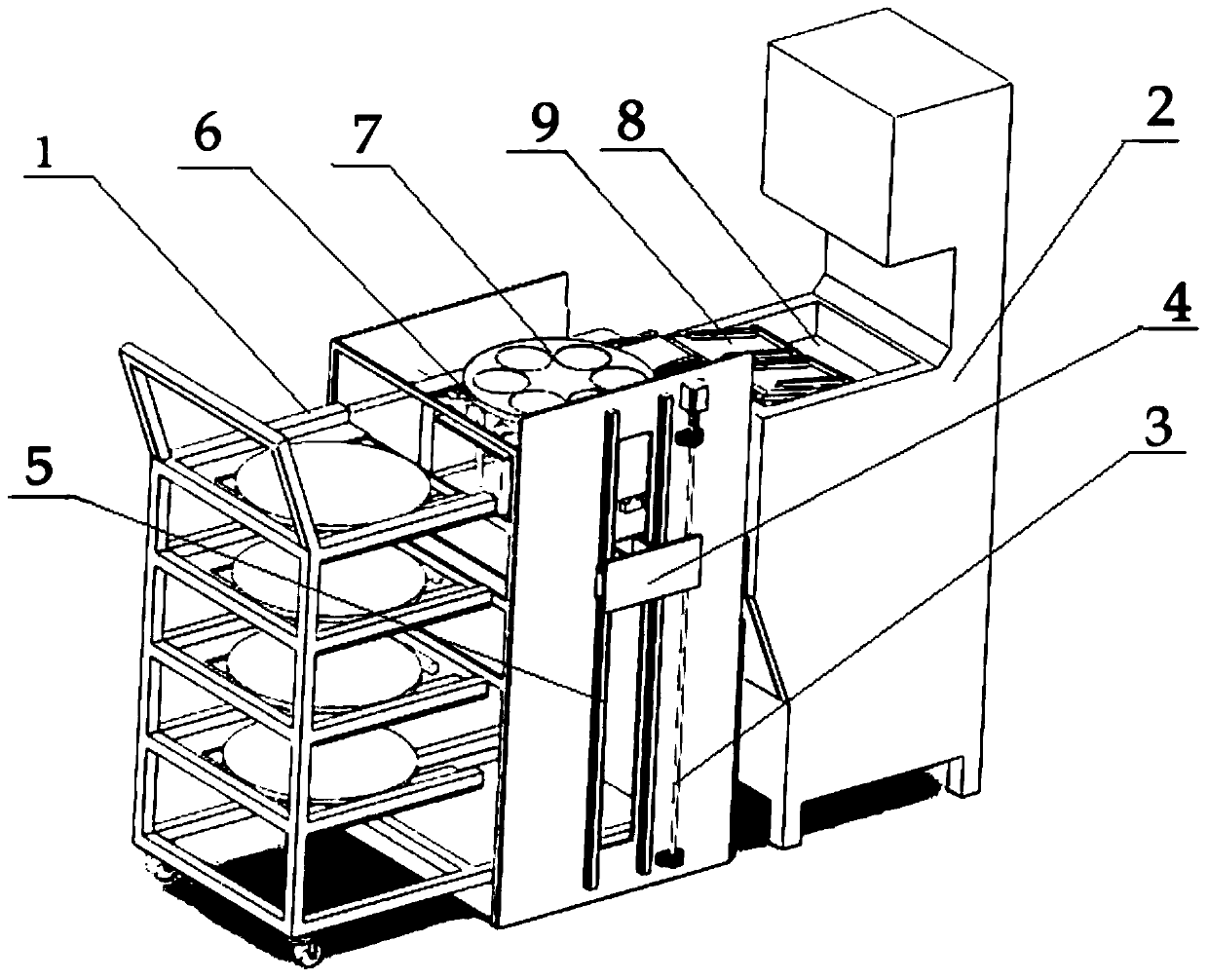 Semi-automatic wafer discharging device based on wax-free polishing process