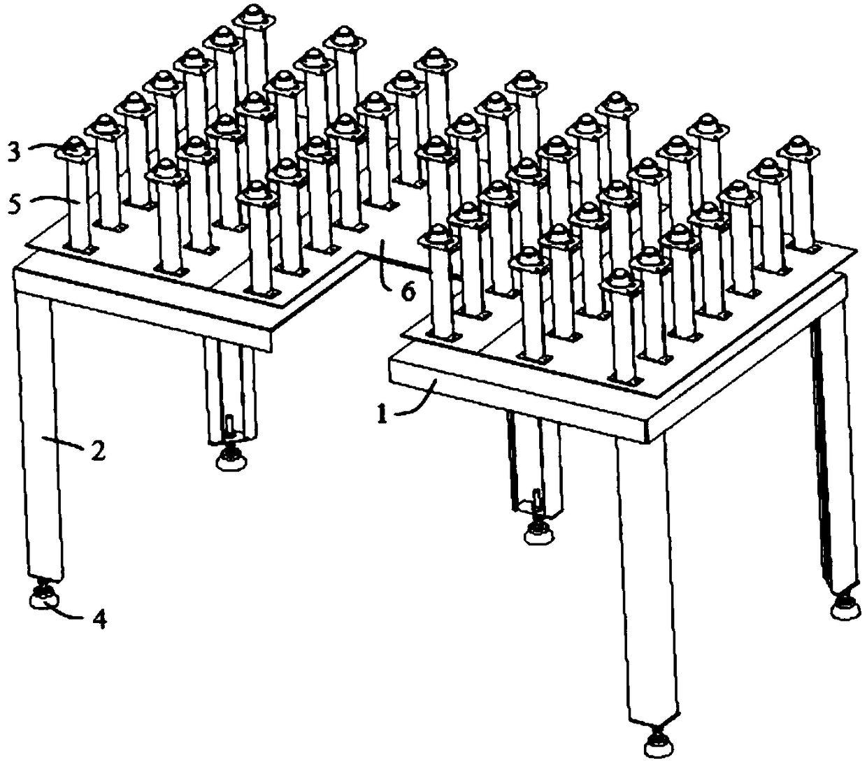 Machine cabinet member pressing and riveting moving conveying platform and pressing and riveting method