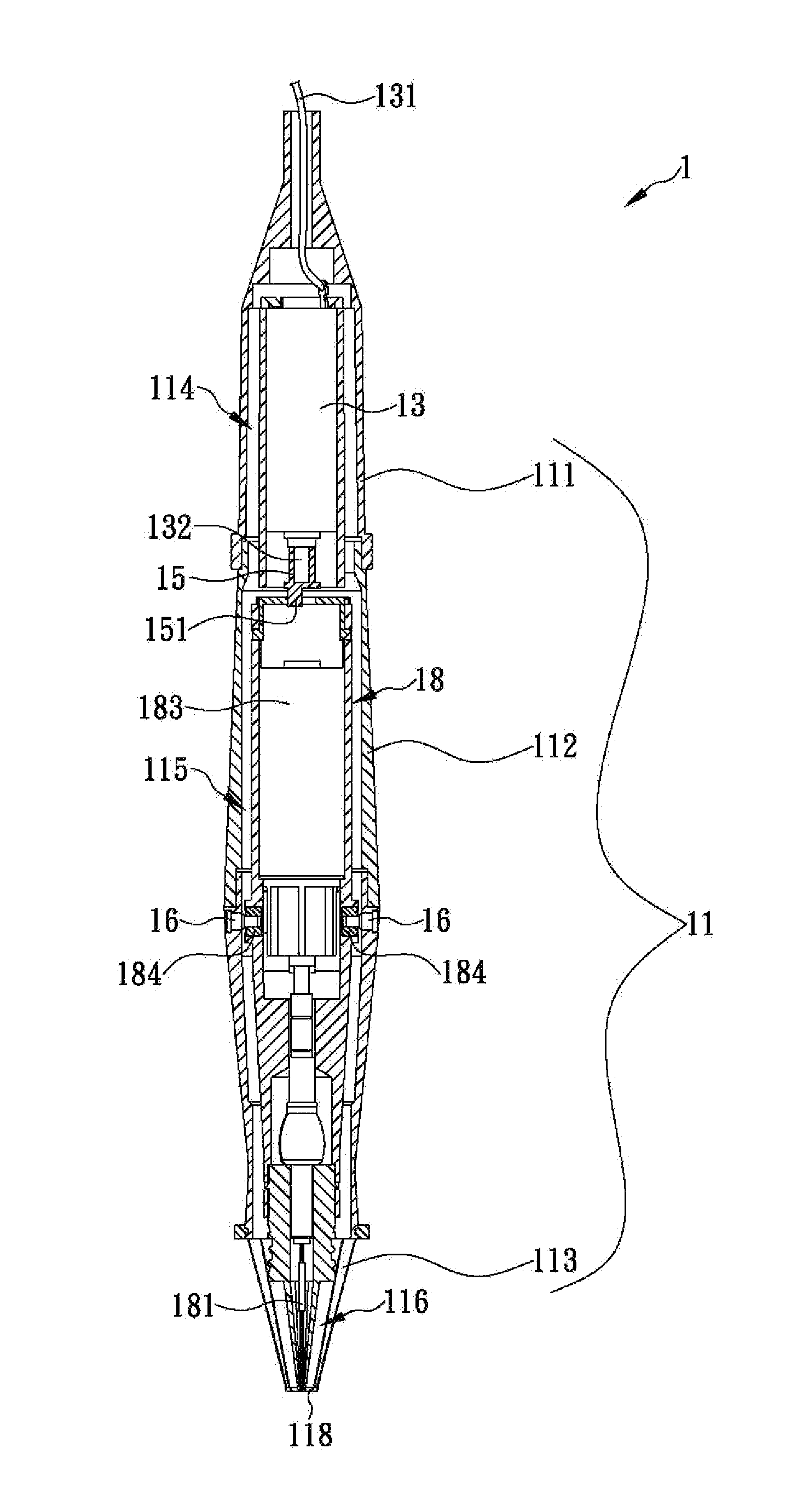 Eyebrow tattoo machine capable of activating both swinging movement and up-and-down movement