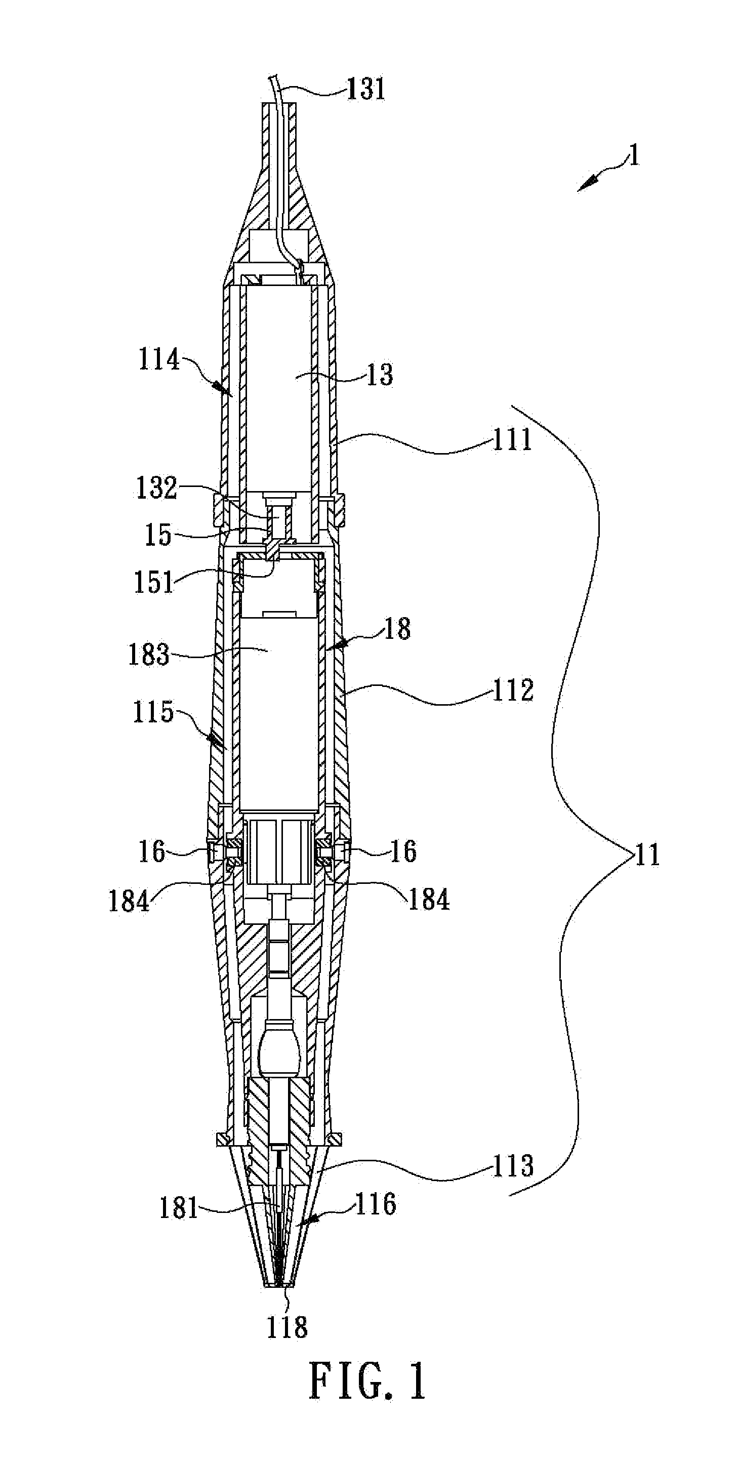 Eyebrow tattoo machine capable of activating both swinging movement and up-and-down movement