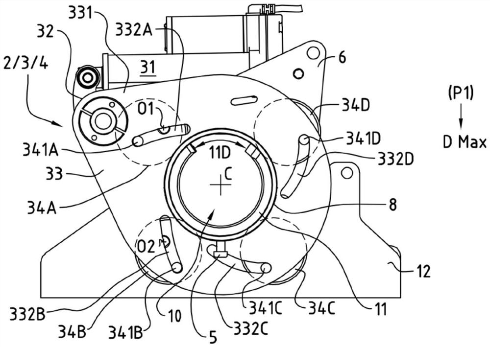 Device for adjusting diameter of guide channel for bars