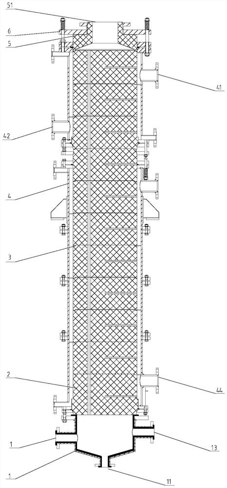 Flue gas recovery heat exchange device and heat exchange method for acid regeneration unit