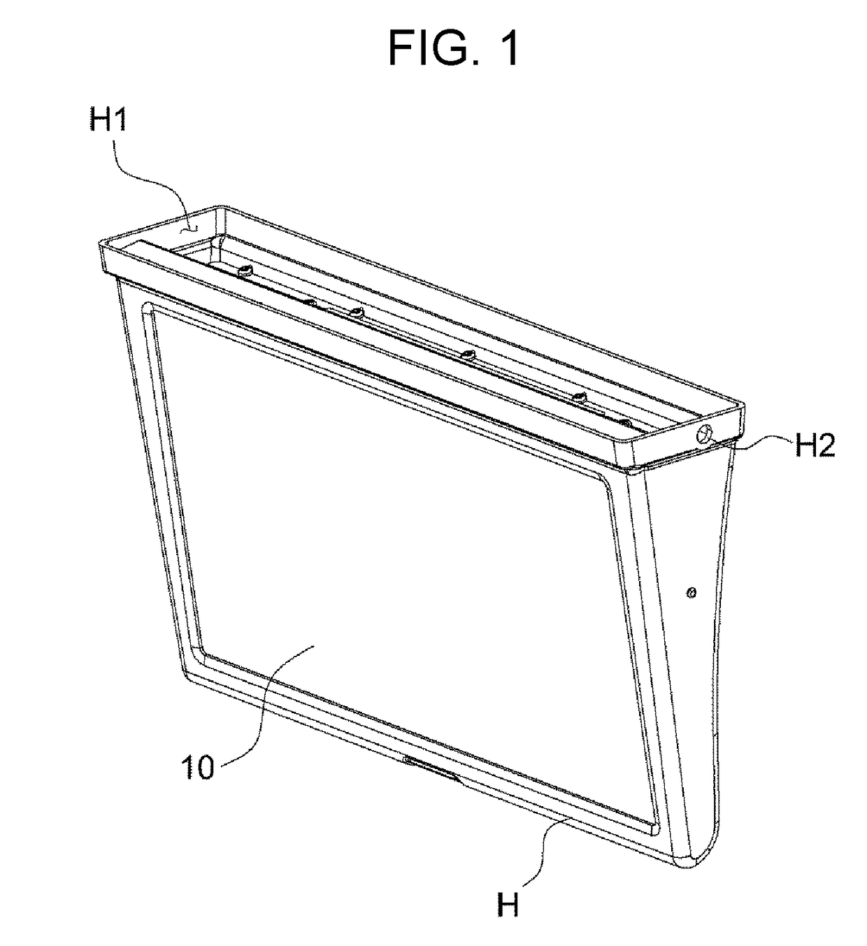 Display device equipped with frame assembly