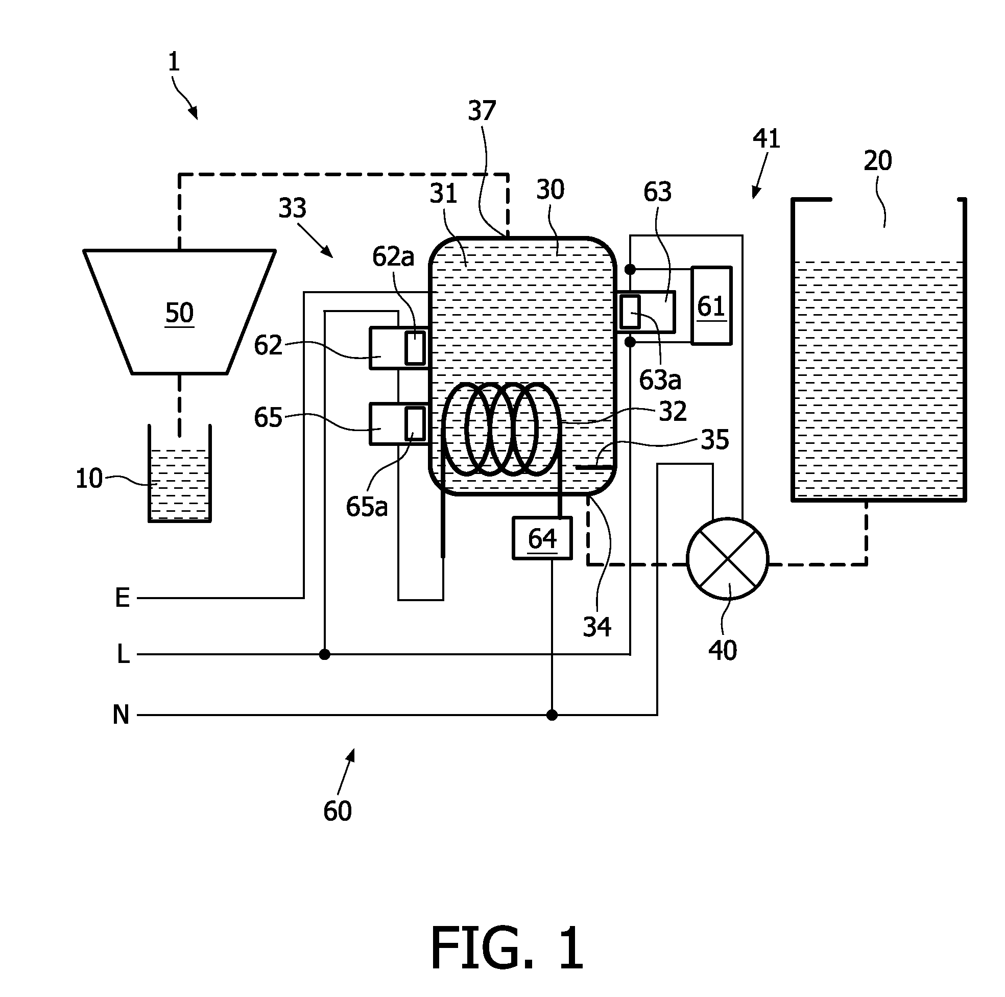 Method for controlling a quantity of water to be used for the purpose of obtaining a quantity of hot liquid