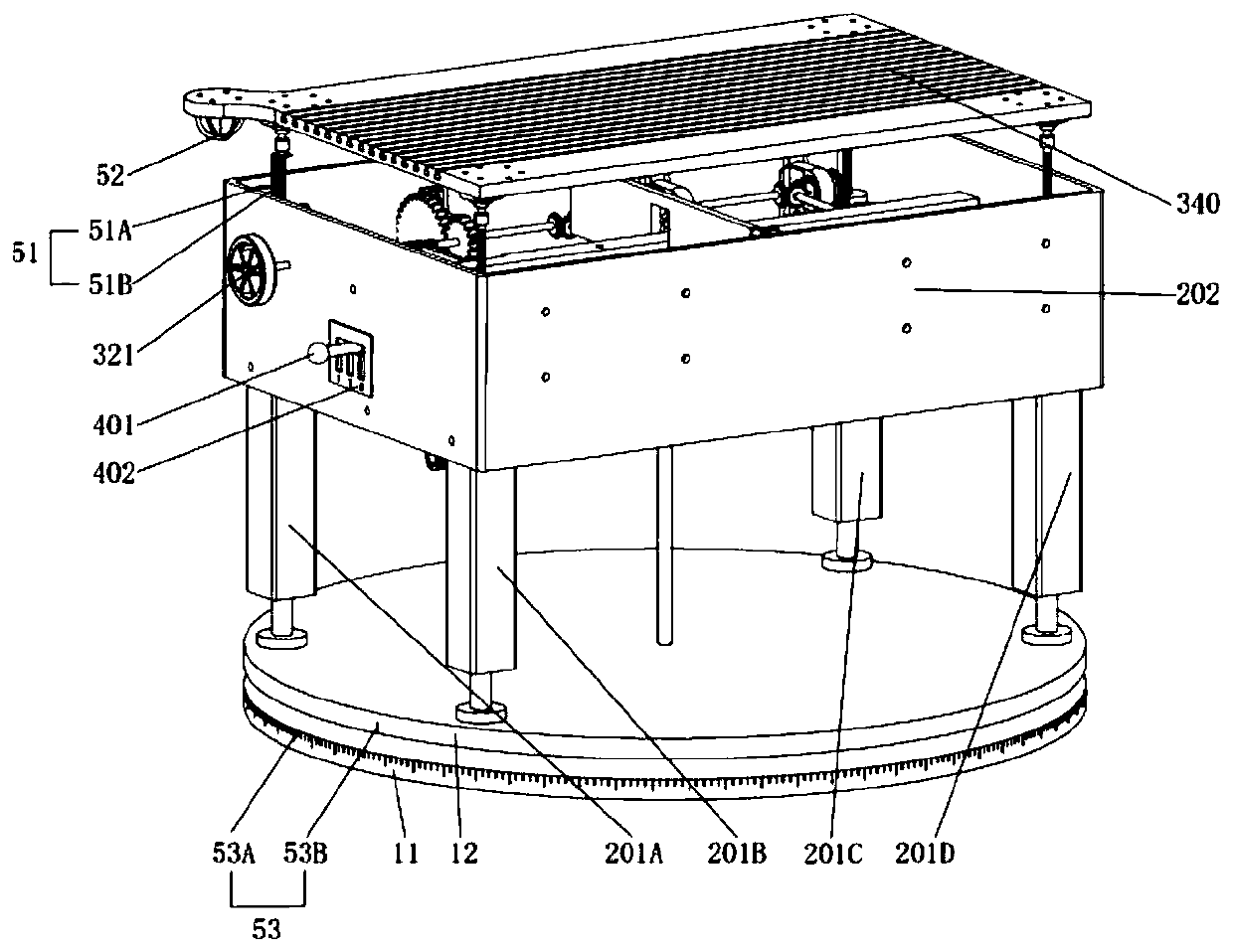 Operating platform device capable of realizing adjustment of various postures