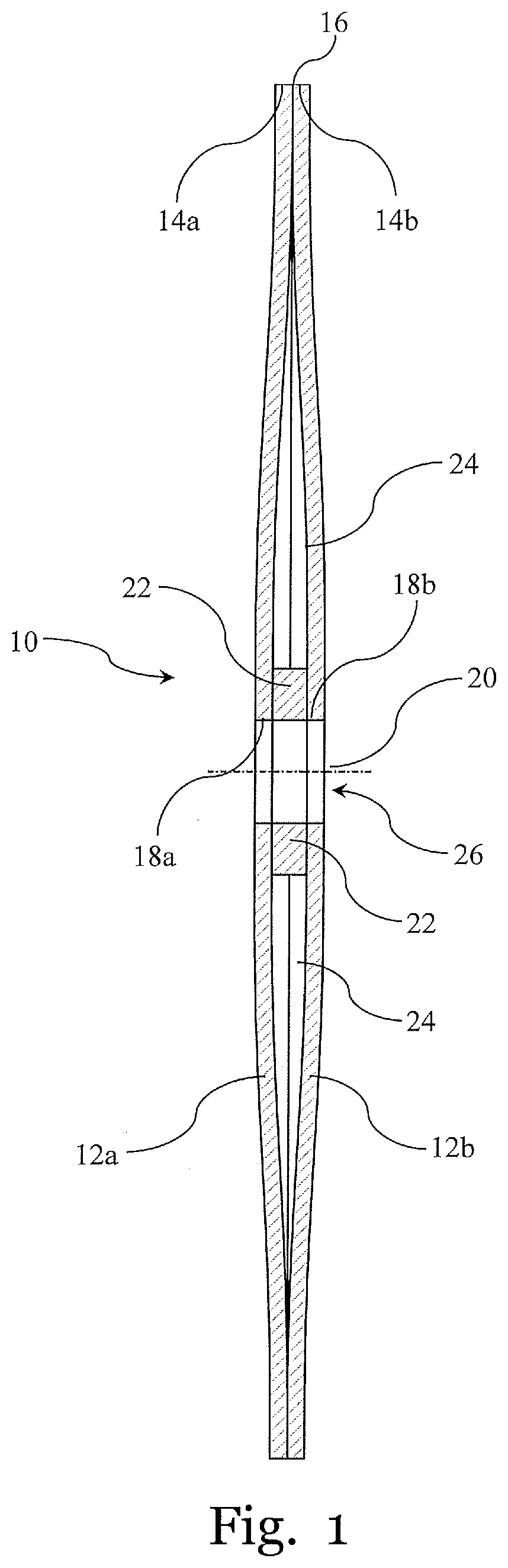 Double cutting disc with curved deformation lines