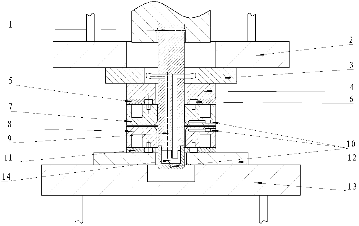 Water-cooling temperature-control forming die for light alloy plates