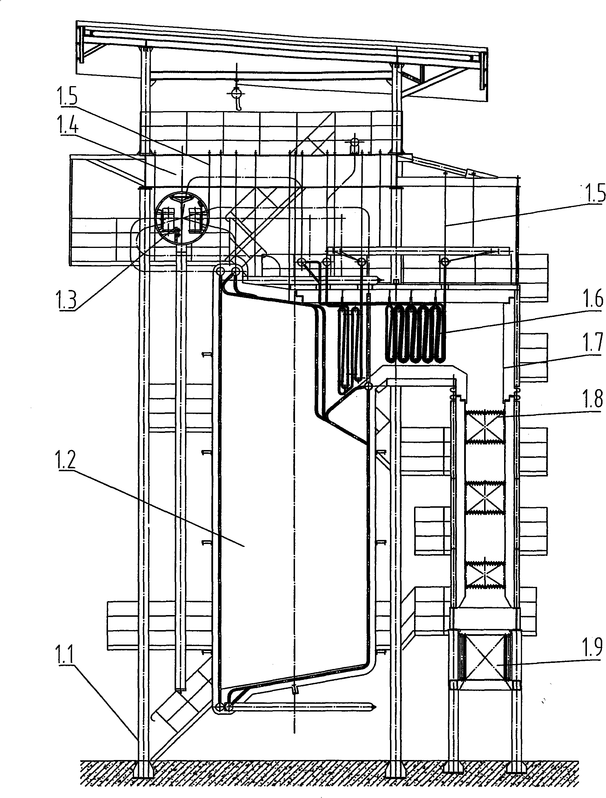 Novel three-barrel structure quick-fixing water tube boiler