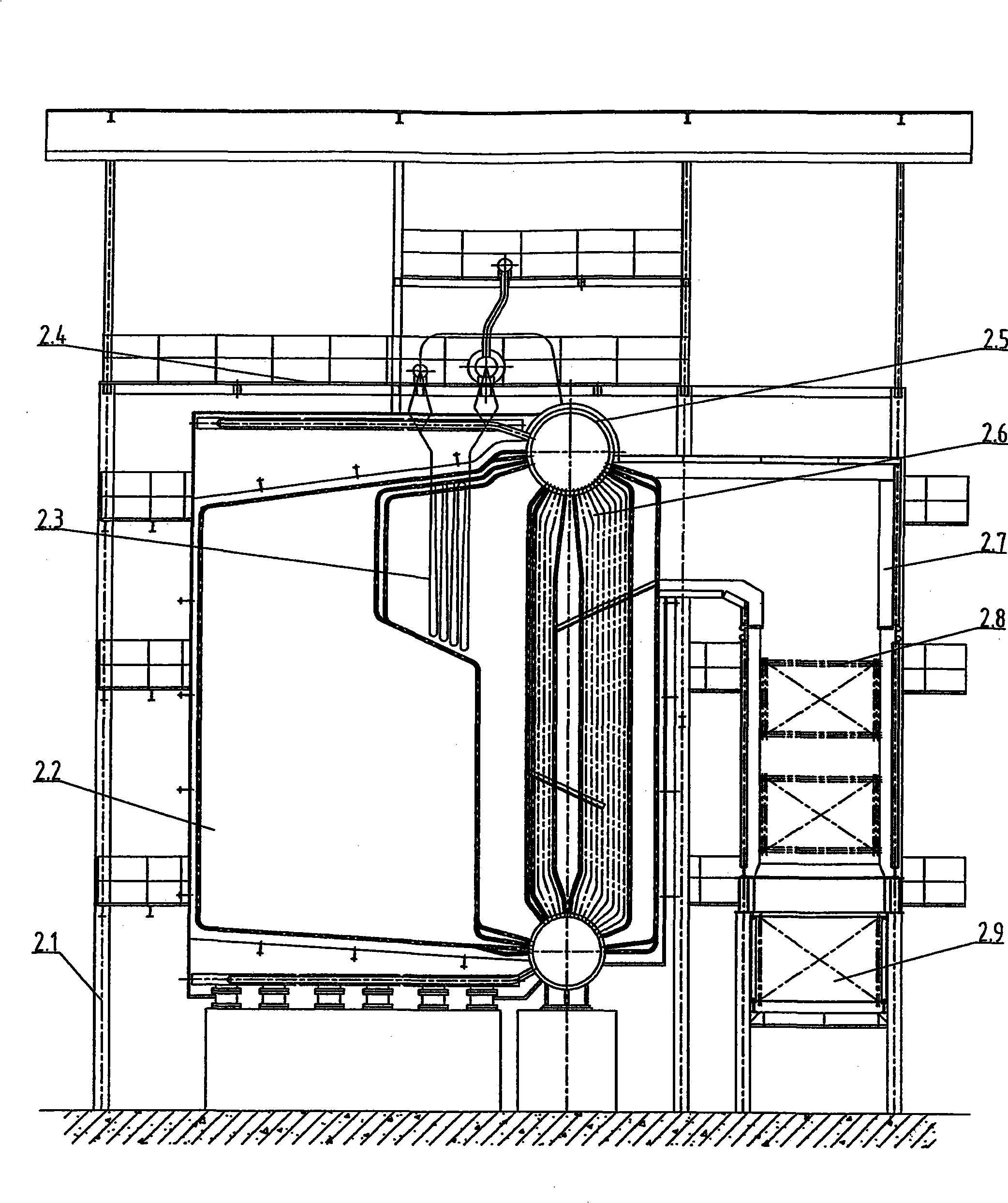 Novel three-barrel structure quick-fixing water tube boiler