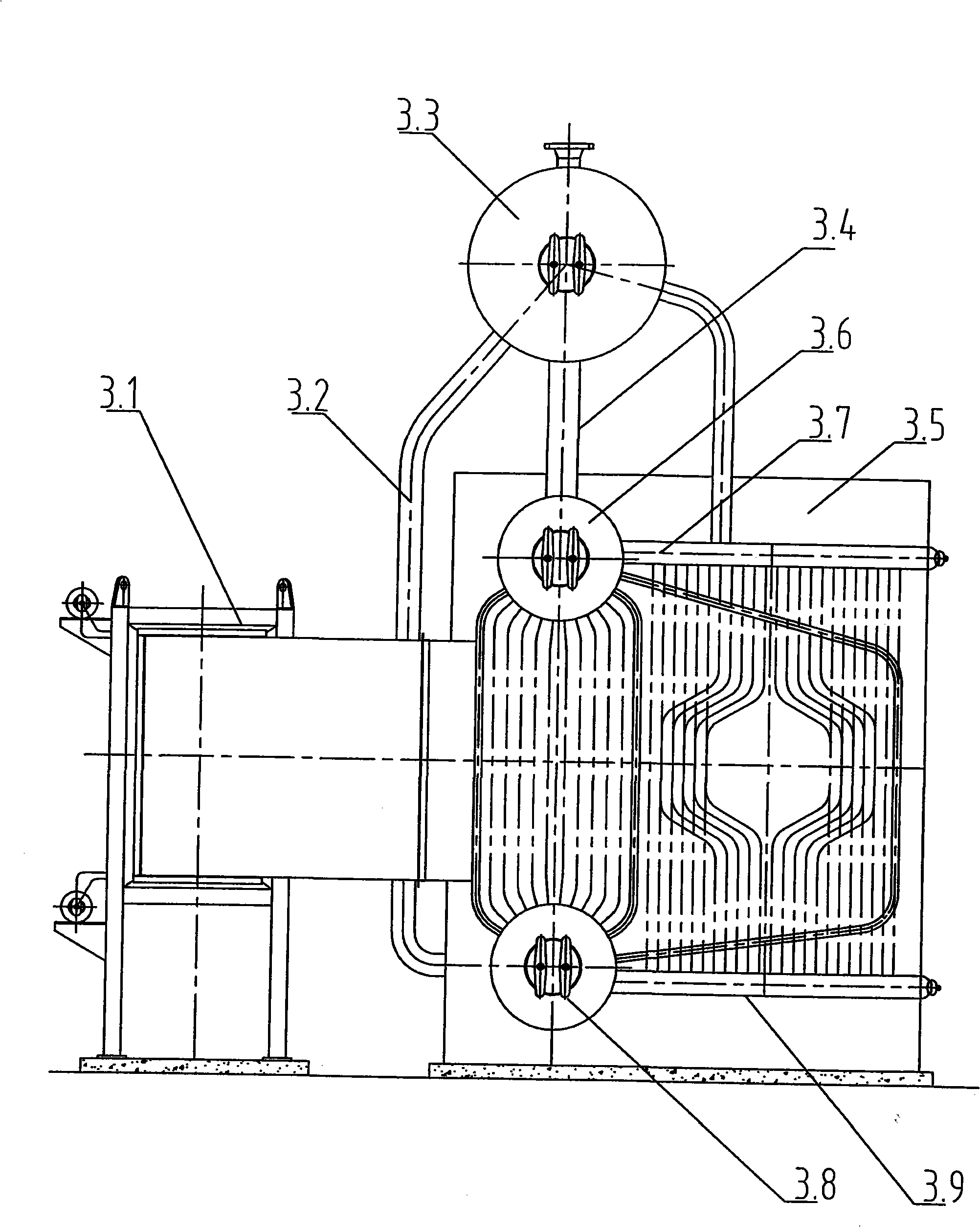 Novel three-barrel structure quick-fixing water tube boiler