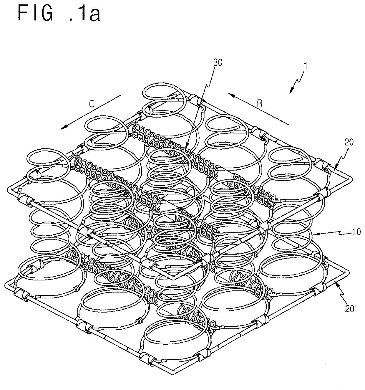 High tension coil spring structure for bed mattress having means for preventing friction noise