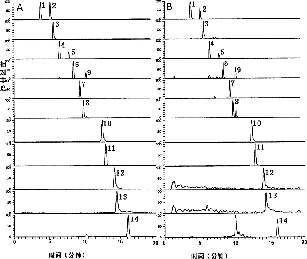 Content detection method of 14 non-volatile components in dragon tiger Rendan mini-pill vegetable drug