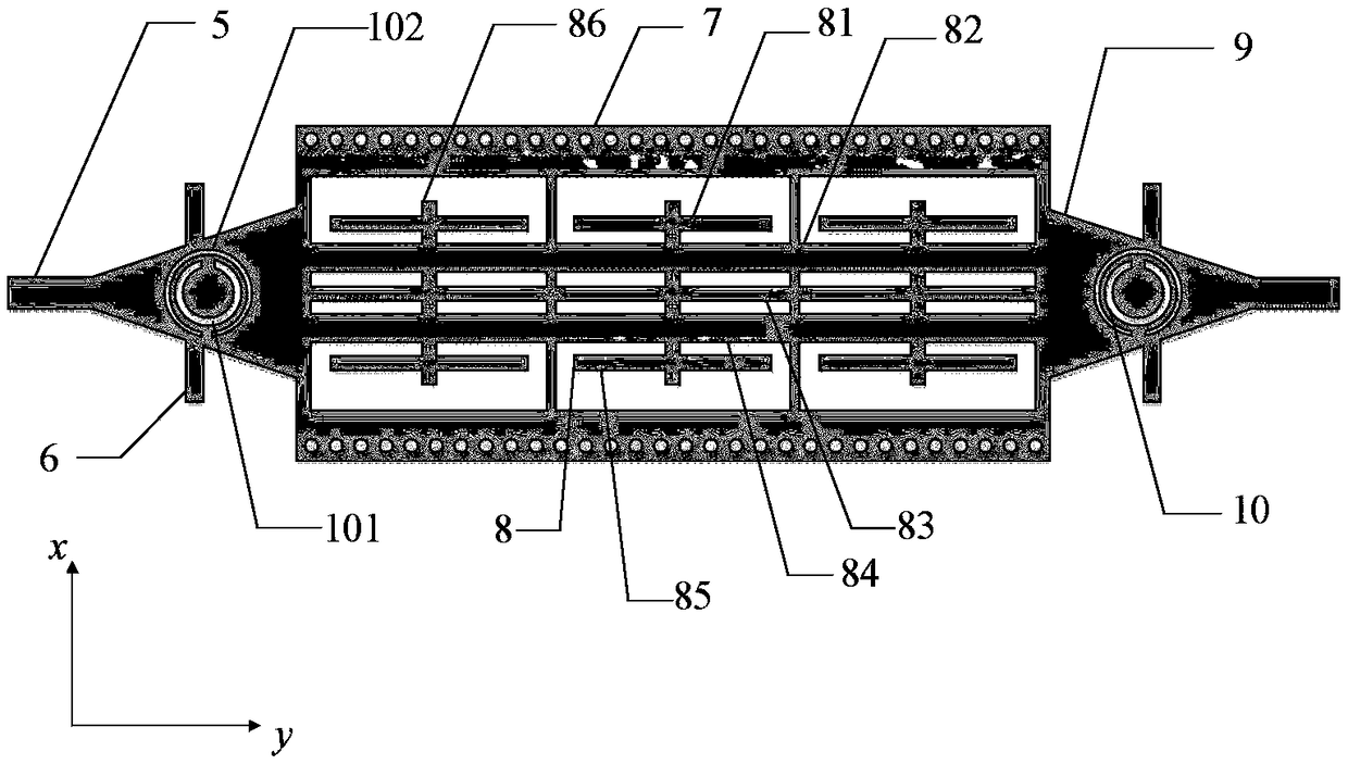 Ultra-wideband band-pass filter structure with wide stop band and high selectivity