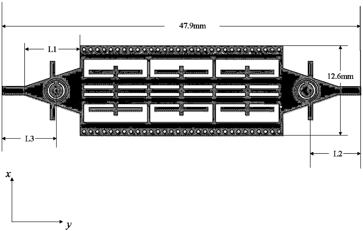 Ultra-wideband band-pass filter structure with wide stop band and high selectivity