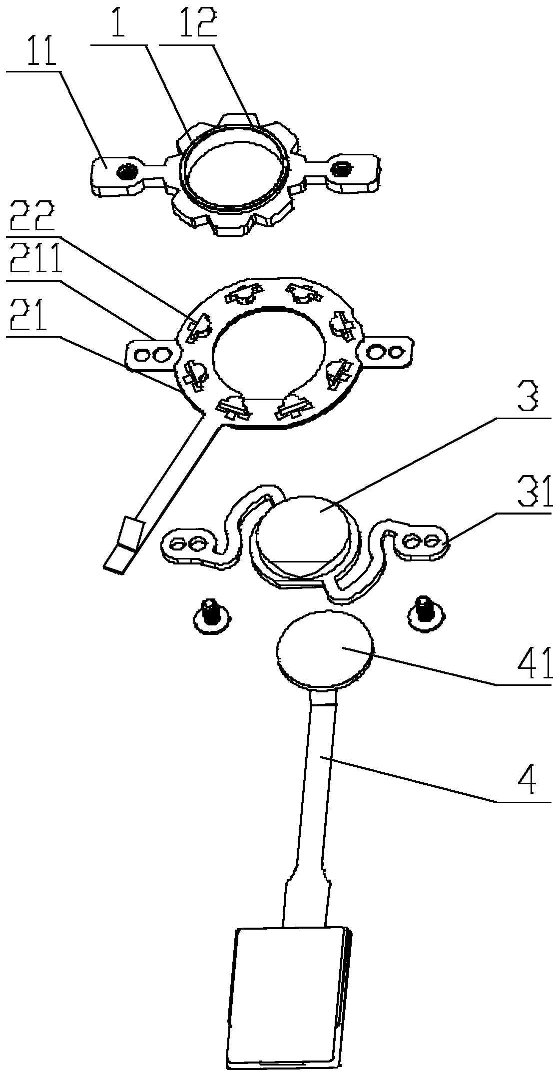 Whole-circle light assembly and key module with whole-circle light effect