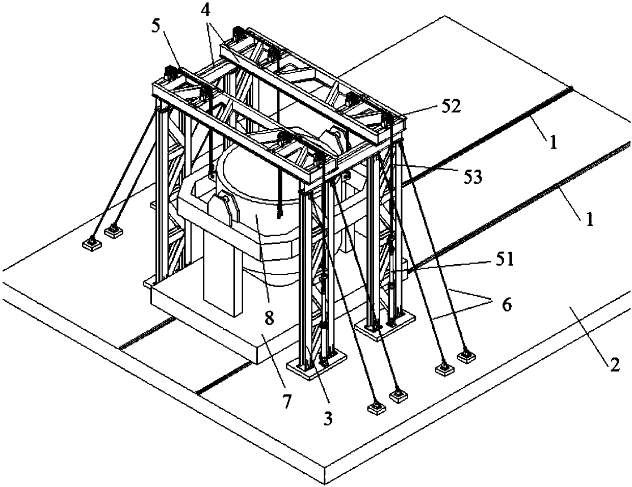 Coke tank maintenance equipment for replacing bottom liner plate of coke tank