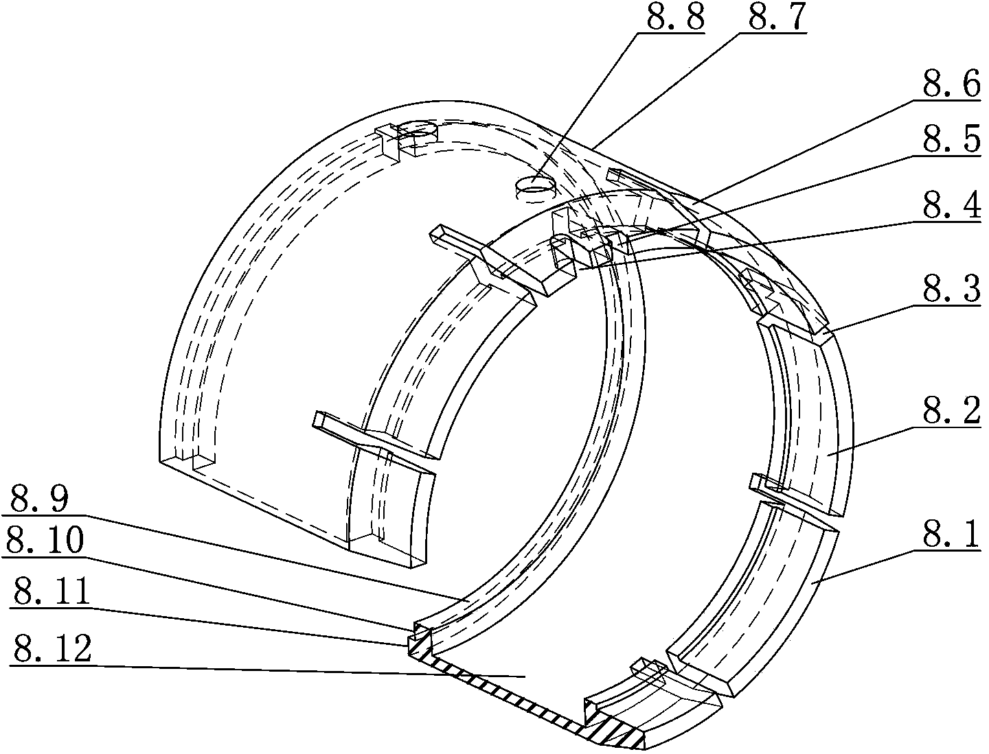 Mechanical expansion shaft of air control C-shaped rings