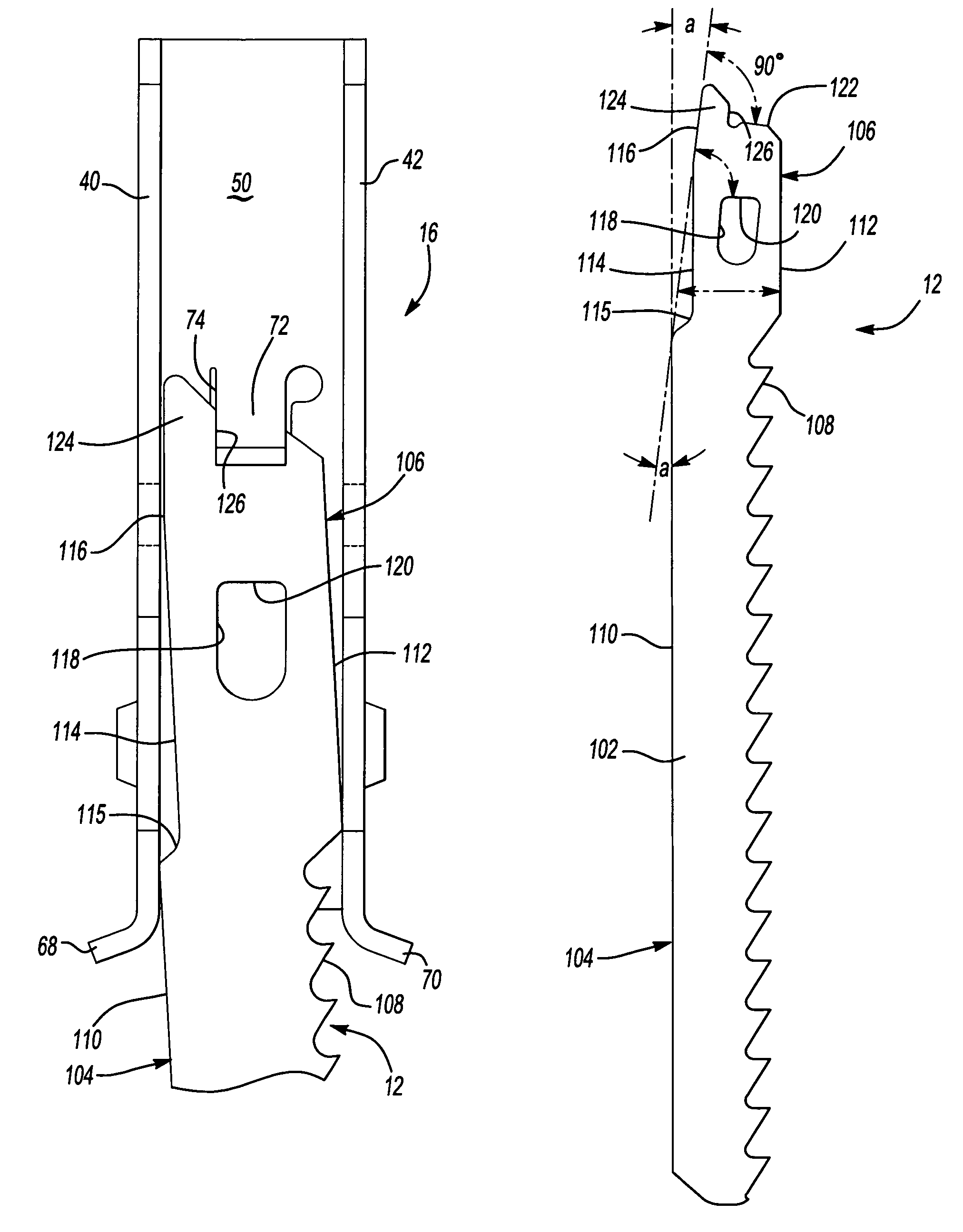 Canted saw blade