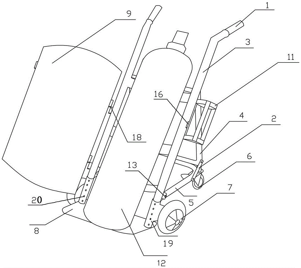 Self-made detachable trolley for transporting and placing gas cylinders in construction site and making method thereof