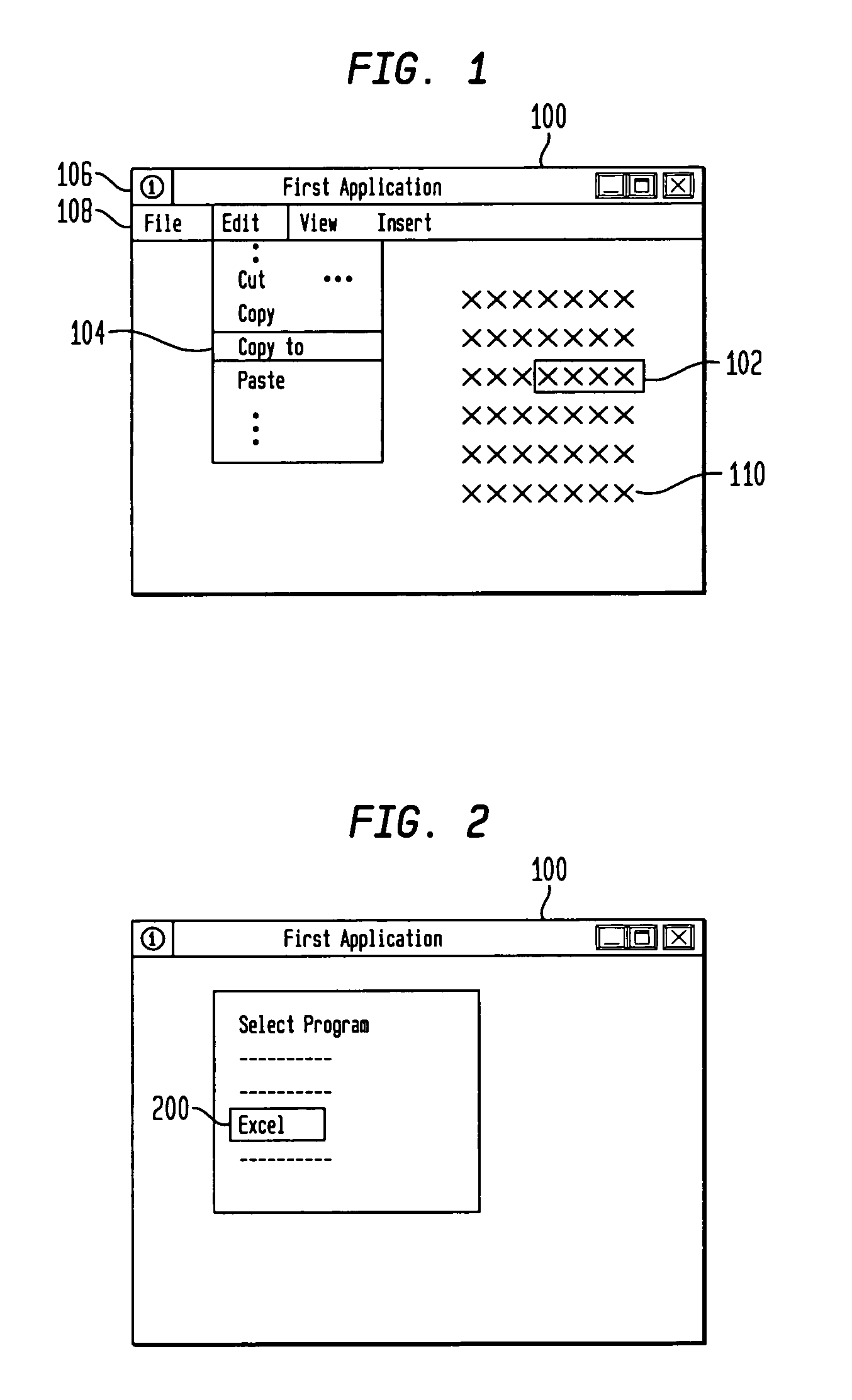 User specified transfer of data between applications