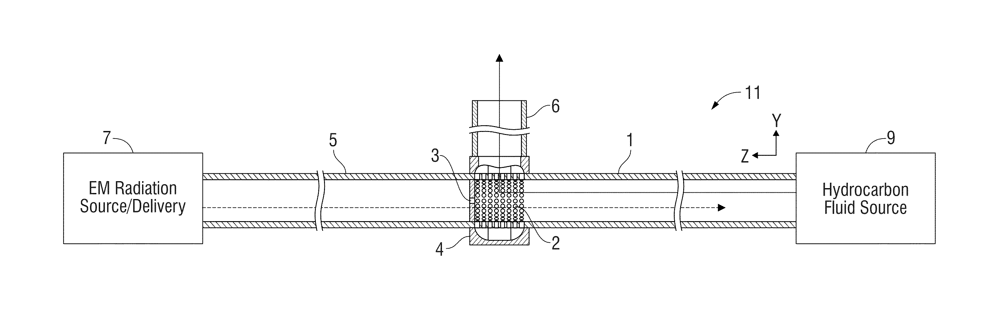 Apparatus and method employing microwave heating of hydrocarbon fluid