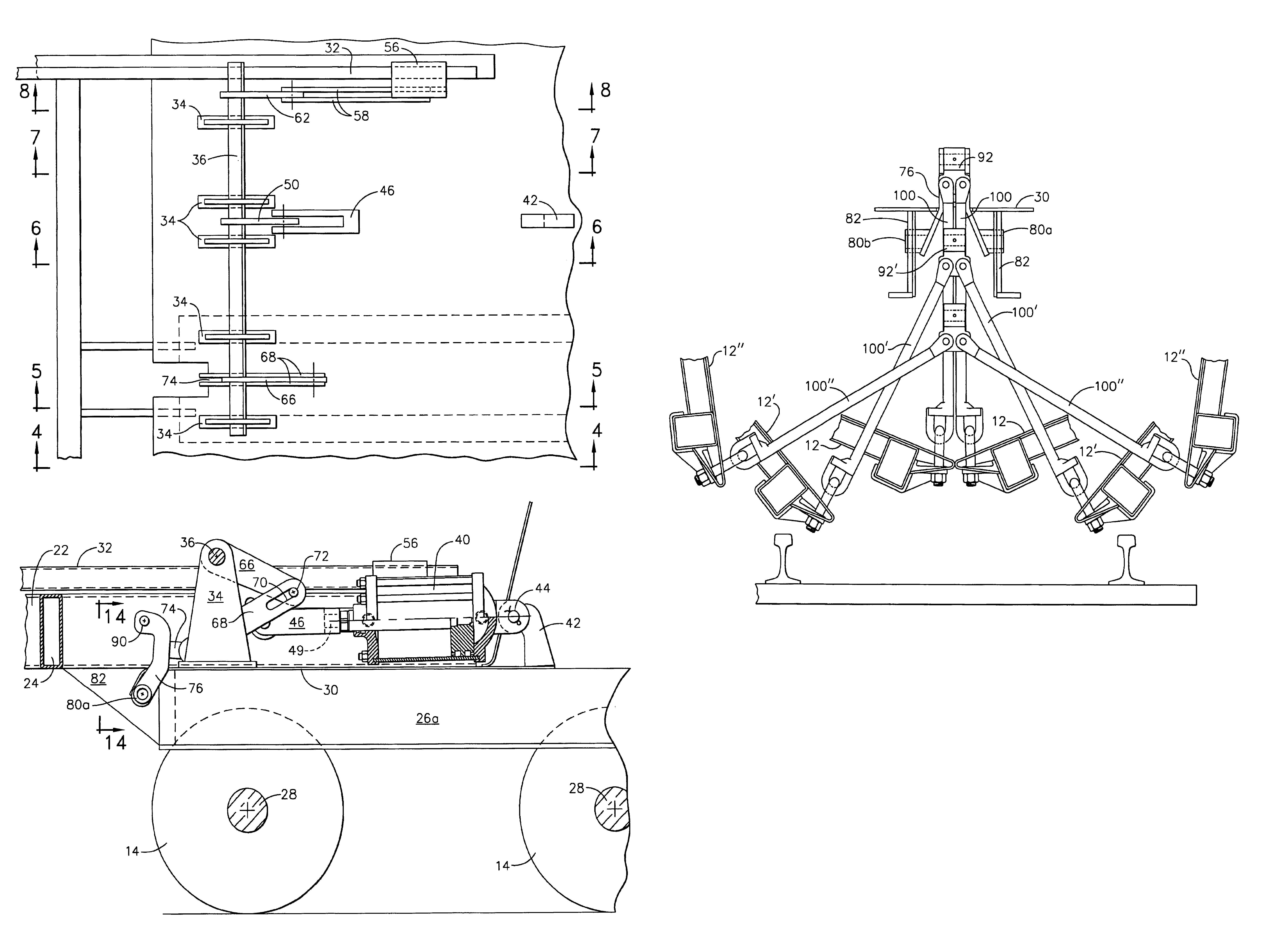 Railroad hopper car longitudinal door actuating mechanism