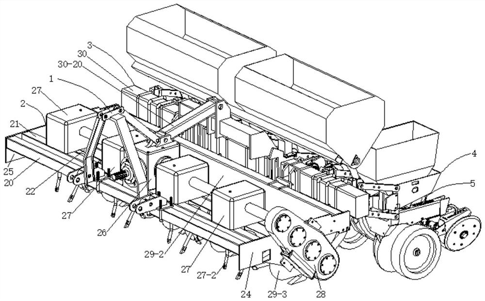 Belt-shaped stubble cleaning, soil crushing, deep scarification and layered fertilization device for no-tillage planter