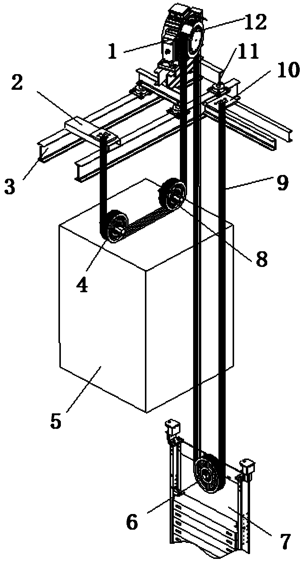 Novel elevator driven steel wire rope pulling device and winding method thereof