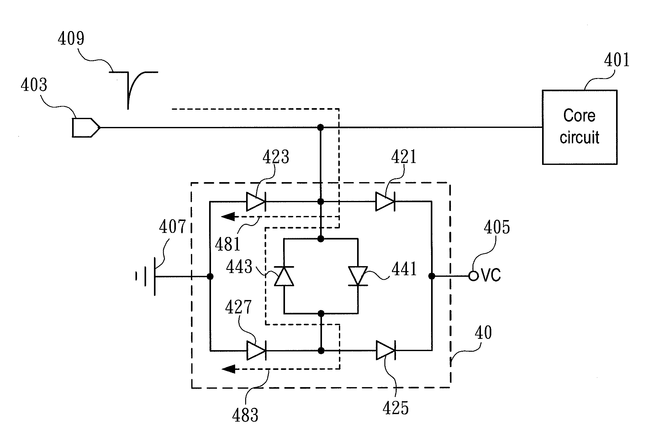 Low parasitic capacitance electrostatic discharge protection circuit