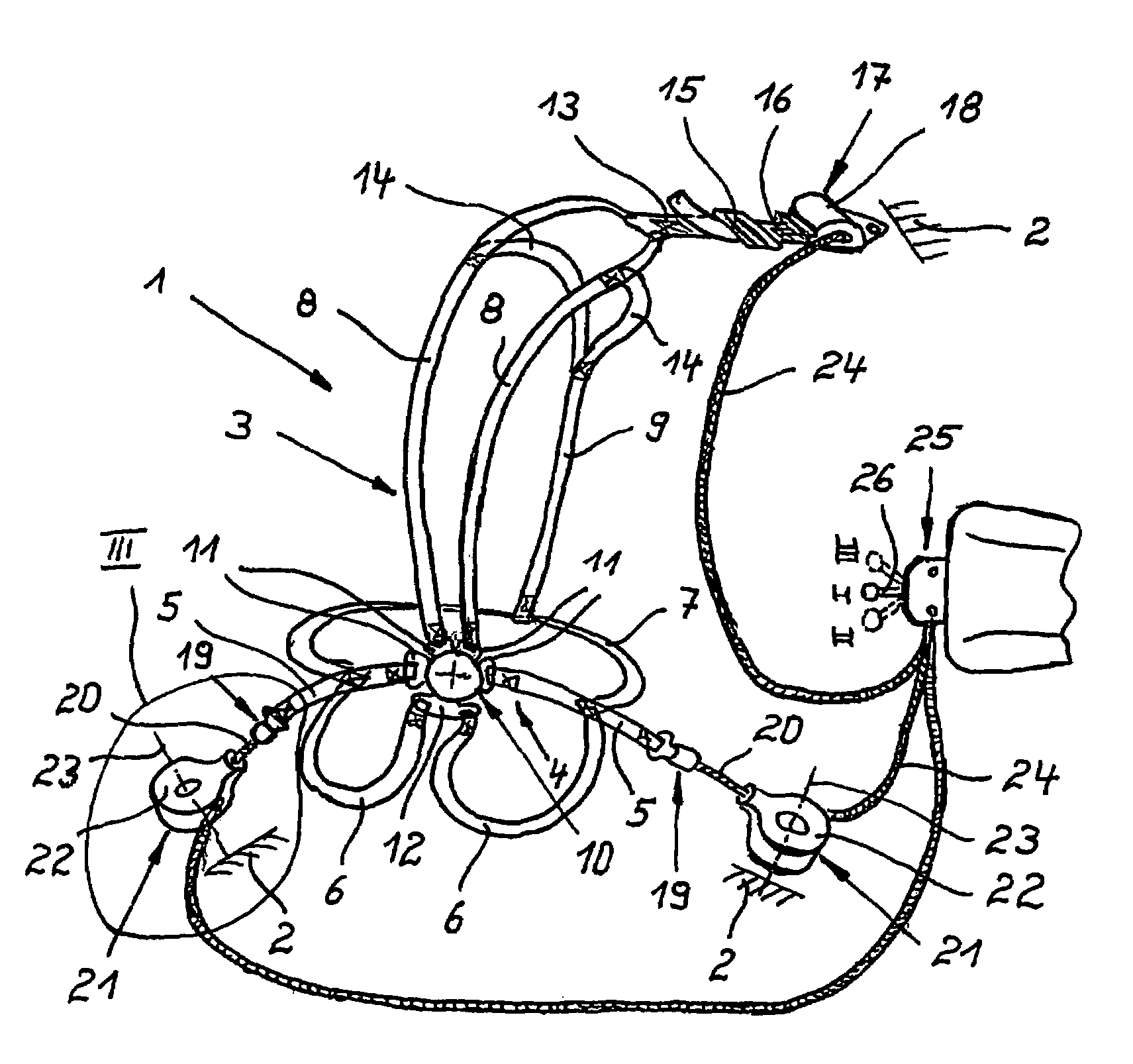 Position securing system for restraining an occupant in land and aeronautical vehicles