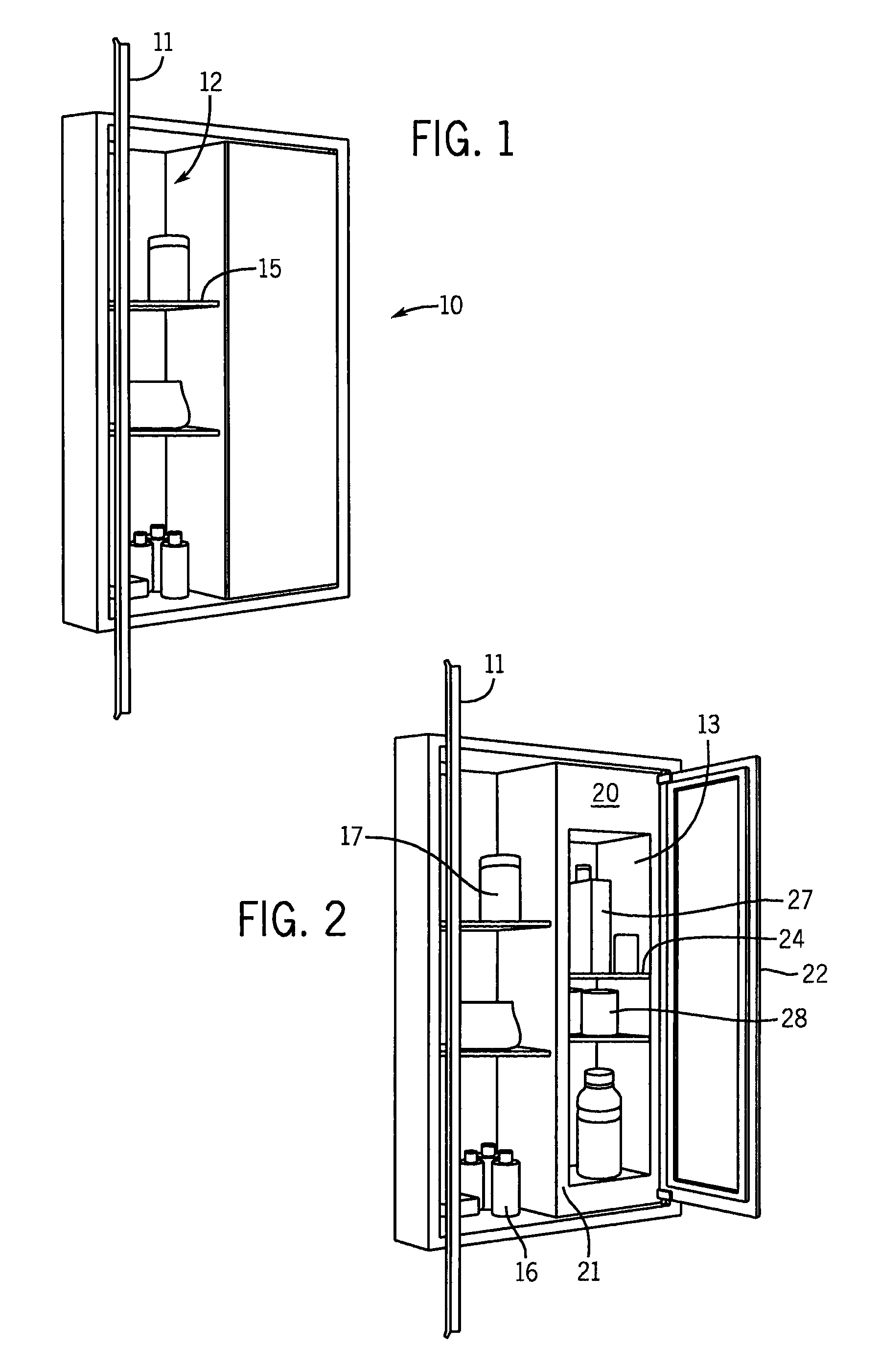 Medicine cabinet with cold storage region