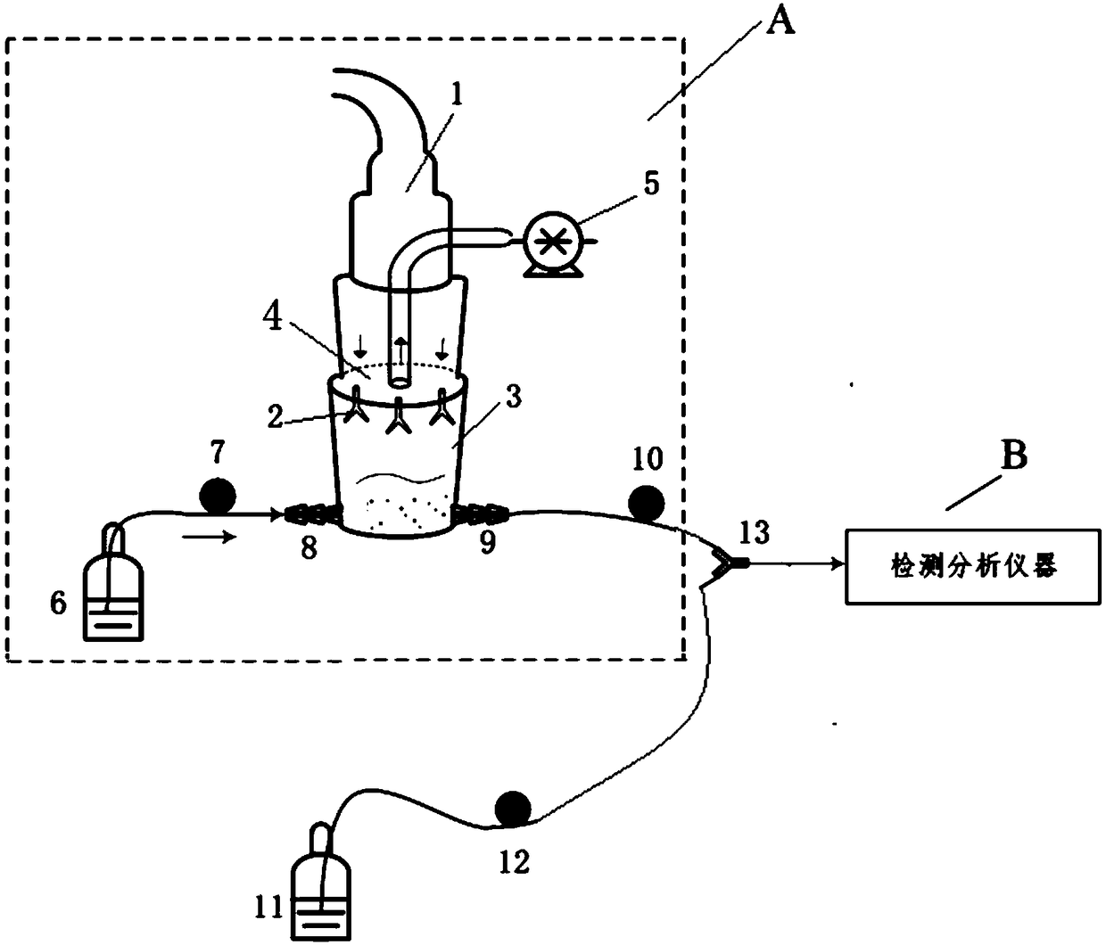 Aerosol on-line sampling device, aerosol quantitative analysis system and method